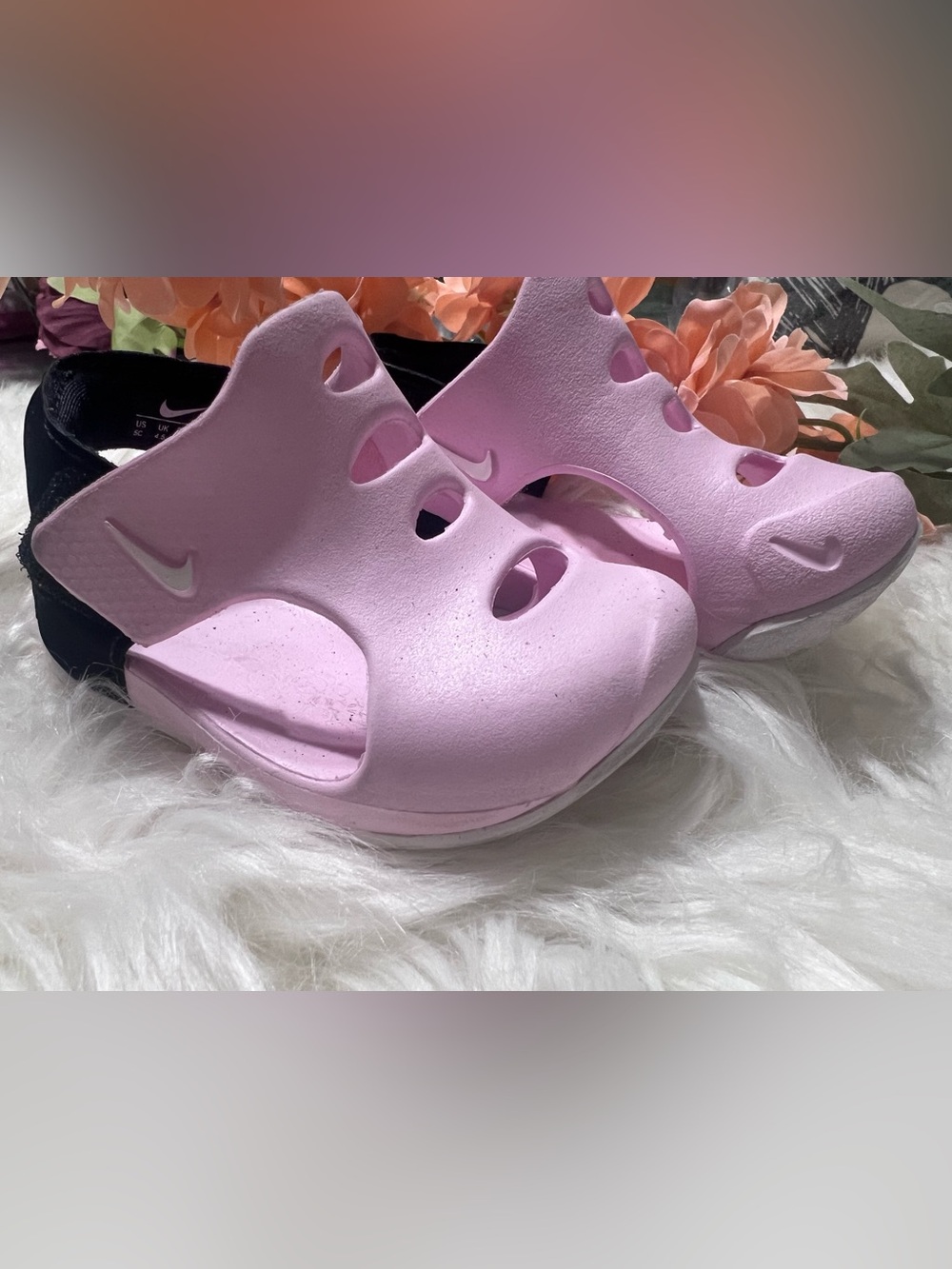 Nike  girls Pink Slip-On Foam Sandals with Back Strap